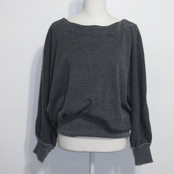 WE THE FREE Willow Thermal Women's Size Small Gray Dolman Off The Shoulder Tunic - Picture 10 of 10